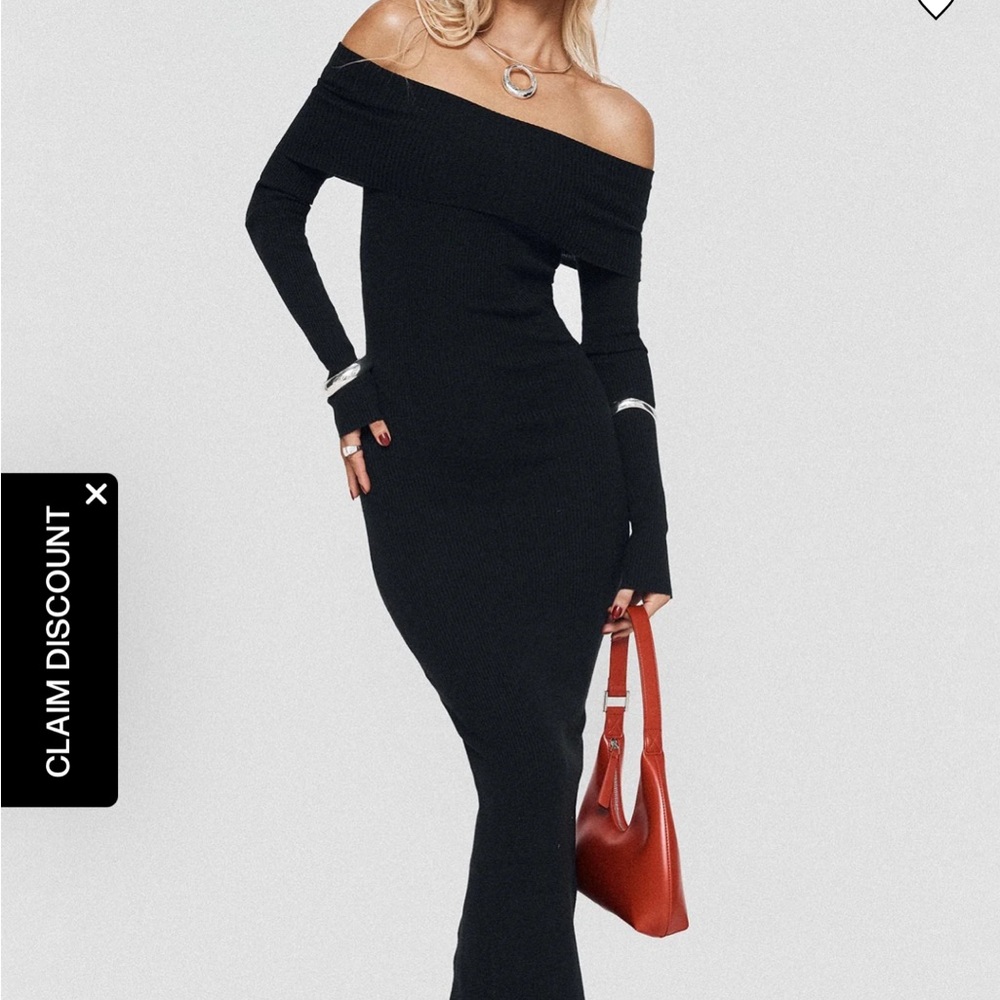 Princess Polly Black Off-Shoulder Bodycon Maxi Dress
